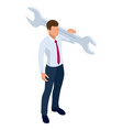 isometric businessman isolated on write creating vector image