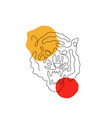 one line tiger head design silhouette hand drawn vector image vector image
