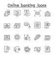 online banking icon set in thin line style vector image