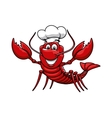 cartoon red lobster chef in toque cap vector image vector image