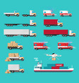 delivery transportation cargo vehicles set vector image