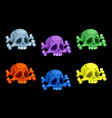 colored human skulls and crossbones vector image