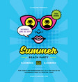 summer beach party flyer or poster template 90s vector image vector image