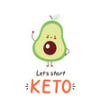 cute happy avocado character isolated on white vector image