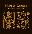king and queen gold card drawing line vector image vector image