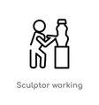 outline sculptor working icon isolated black vector image