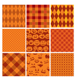 set of halloween plaid seamless patterns in orange vector image