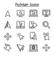 pointer cursor icon set in thin line style vector image