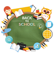 teacher student with education icons and frame vector image