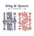 king and queen card drawing line vector image vector image