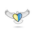 symbol of peace dove with heart in colors vector image vector image