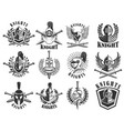 set of knight emblems design elements for logo vector image