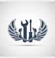 industrial tool wrench and screwdriver with wings vector image