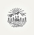 mountain adventure line art design vector image