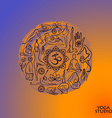 yoga positions and symbols in circle shape vector image vector image