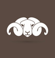 angry white sheep face head with big horn vector image vector image