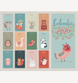 calendar 2020 with woodland characters cute vector image