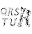 floral capital letters q r s t and u vector image vector image