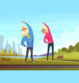 elderly couples make some sport exercises vector image