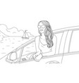 graphics a beautiful girl arrived car vector image