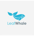 abstract minimalist leaf and whale fish logo icon vector image vector image