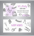 birthday party doodle banner template vector image vector image