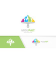 mountain and brush logo combination nature vector image