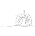 lungs one line drawing isolated on white vector image vector image