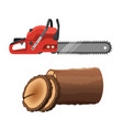 axeman saw and stump isolated on white background vector image