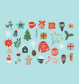 christmas set cute seasonal elements vector image