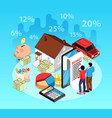 isometric family budget concept vector image