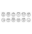 fun emoji icon set emoticon doodle faces emotions vector image