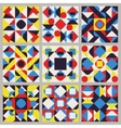 set of nine seamless blue red yellow white vector image