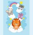 little animals on clouds vector image