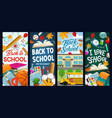 back to school student lesson books pens leaves vector image