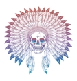 colorful skull in native american headdress vector image