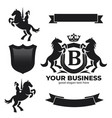 letter b retro crest with shield and two horses vector image