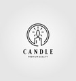 line art candle light vintage flame logo design vector image