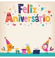 feliz aniversario portuguese happy birthday card 3 vector image
