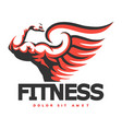 fitness emblem with bodybuilder hand vector image vector image
