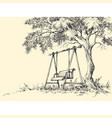 swing under the tree playground vector image