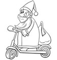 cartoon santa claus riding an electric scooter vector image