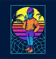 man smoke retro style 80s vector image