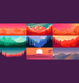 set cartoon mountain landscape in flat style vector image