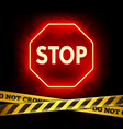 red neon stop sign on grunge background vector image