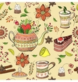 seamless background with tea hand-drawn elements vector image
