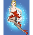 pin-up christmas girl with glass of champagne vector image vector image