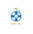 vinyl retro disc and wi fi signal design template vector image vector image