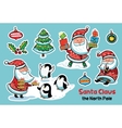 stickers collection with cartoon santa claus vector image vector image