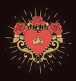 beautiful ornamental red heart with crown vector image